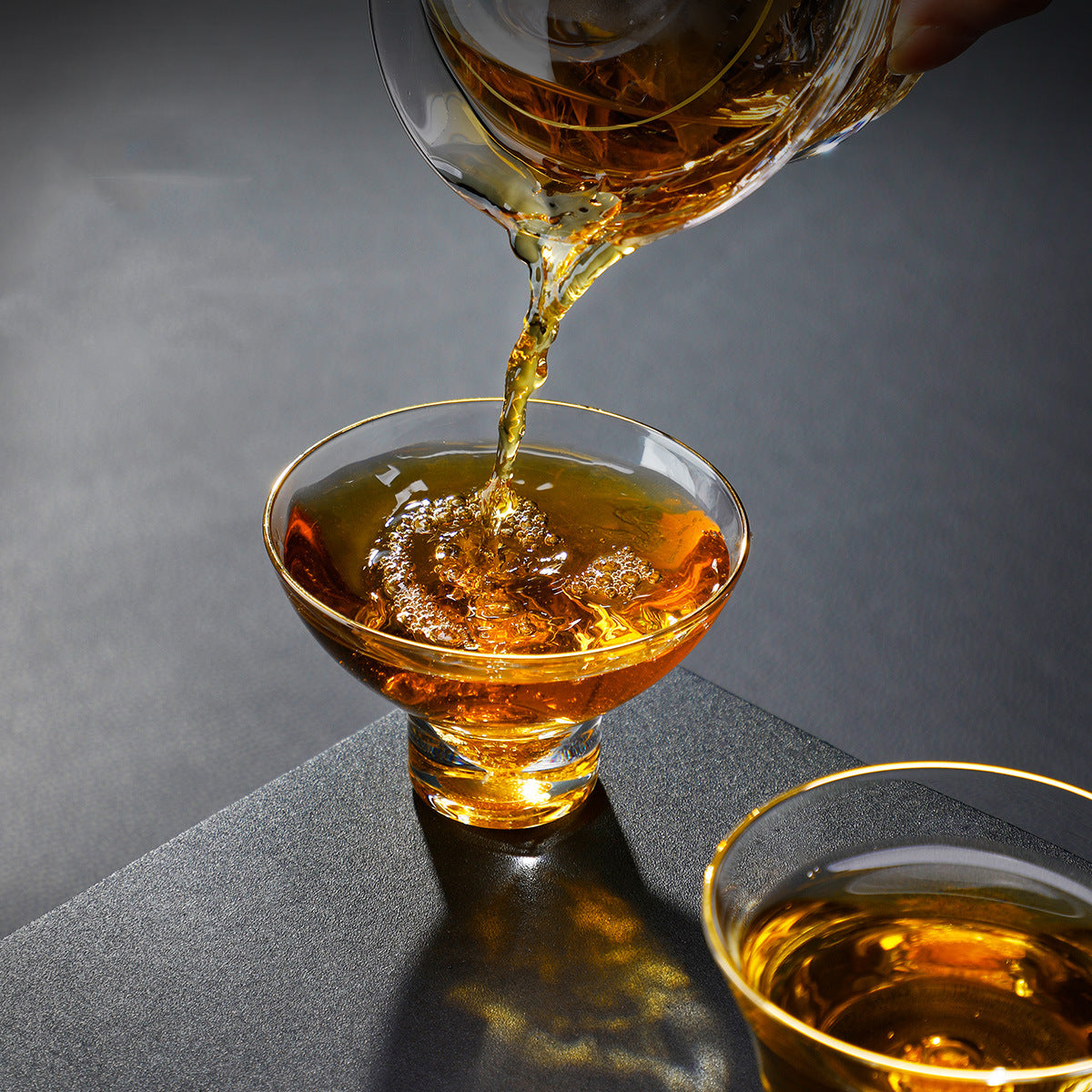 Kung Fu Tea Set Gold Leaf Glass Cups Gongfu Tea Ceremony Set