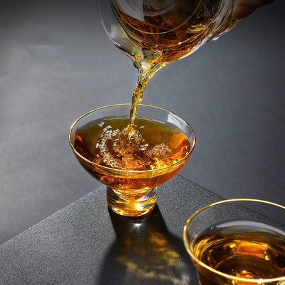 Kung Fu Tea Set Gold Leaf Glass Cups Gongfu Tea Ceremony Set