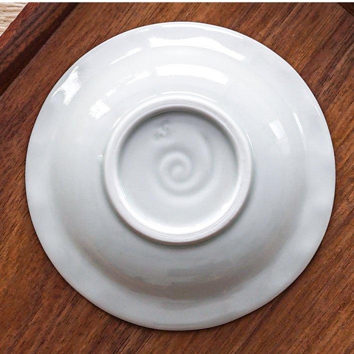 Ceramic Appetizer Plate Japanese Handcrafted Small Serving Plate Ribbons and Bunnies Design