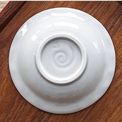 Ceramic Appetizer Plate Japanese Handcrafted Small Serving Plate Ribbons and Bunnies Design