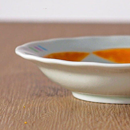Ceramic Appetizer Plate Japanese Handcrafted Small Serving Plate Ribbons and Bunnies Design