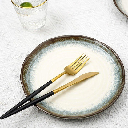 Ceramic Plate | Japanese Mino Ware Kiln-Altered Handcrafted Dinner Plate