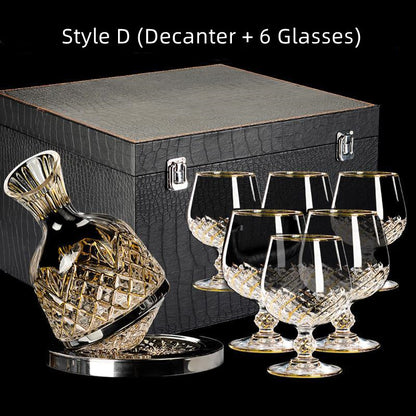 Crystal Wine Glasses Set Golden Vine with Decanter & Leather Case – Made in France | Cristal d'Arques