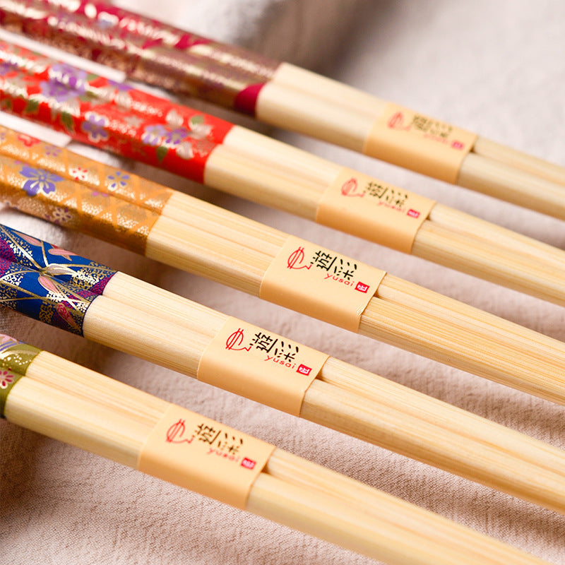 Bamboo Chopsticks Set Botanical Japanese Handcrafted 5 Pairs Gift