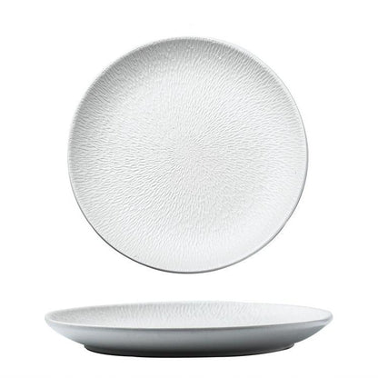 Ceramic Round Dinner Plate – Matte Black White Gold Rim