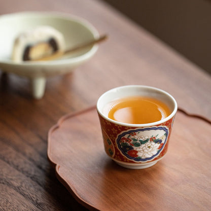 Japanese Tea Cup Set of 5 – Kutaniyaki Vintage Hand-Painted
