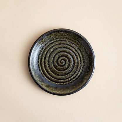 Ceramic Deep Plate – Mino Ware Wabi Sabi Spiral Glaze