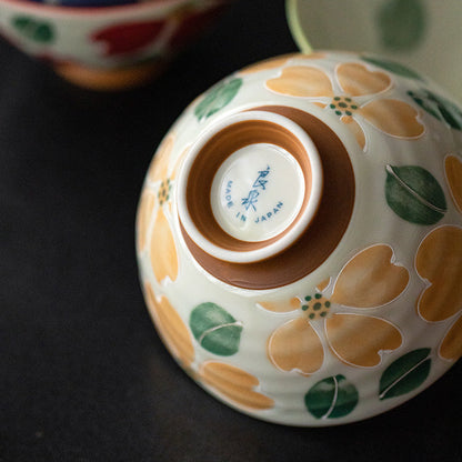 Rice Bowl Set of 5 – Mino Ware Saie Sakura Hand-Painted Ceramic