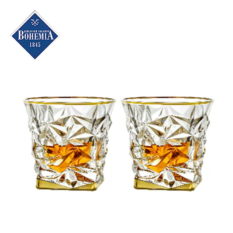 Bohemia Crystal Whisky Decanter Set | Gold-Accented Czech Glassware