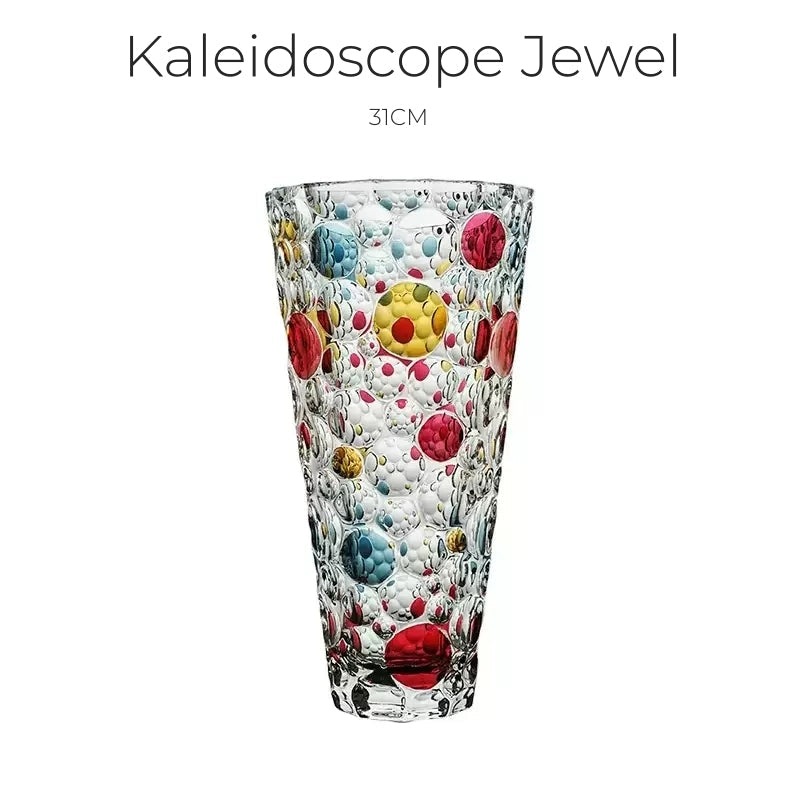 Bohemia Crystal Vase | Hand-Painted Gold Enamel Decorative Glass Vase