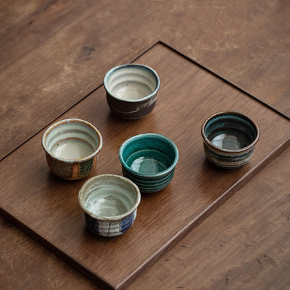 Japanese Tea Cup Set of 5 – Mino Ware Shunji Ceramic Hand-Painted