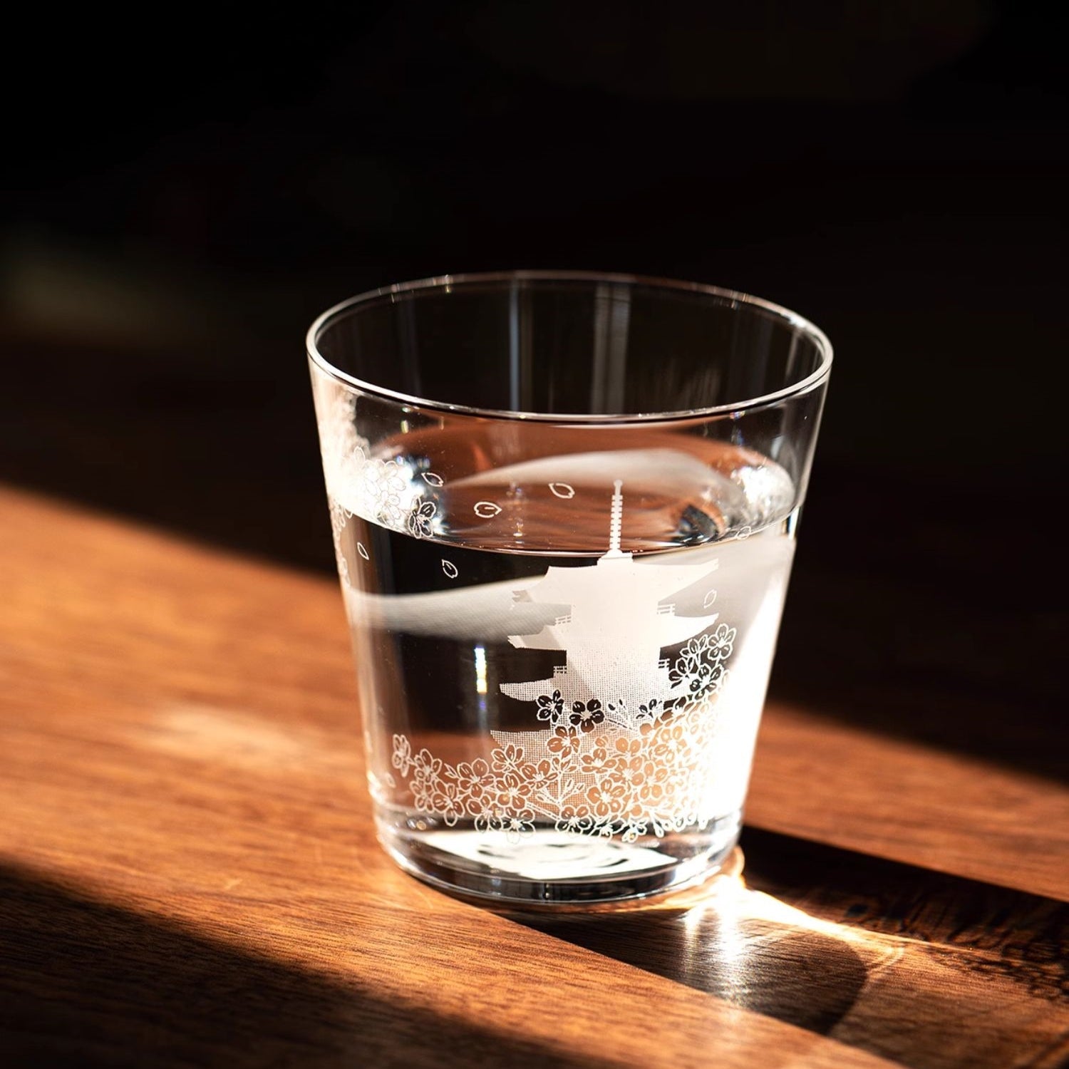 Whiskey Glass Japanese Scenic Etched Tumbler | Toyo-Sasaki