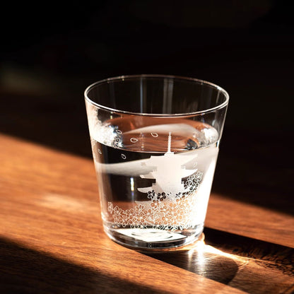 Whiskey Glass Japanese Scenic Etched Tumbler | Toyo-Sasaki