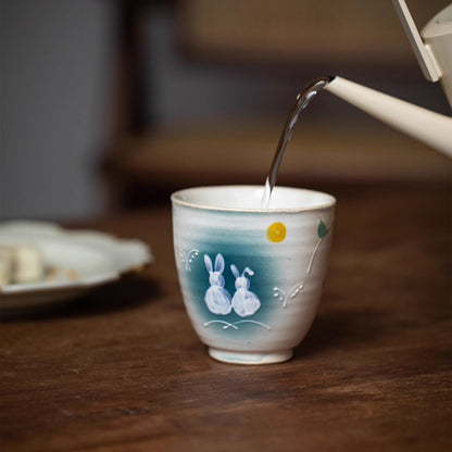 Japanese Ceramic Tea Cup Set – Mino Ware Rabbit Couple Mugs