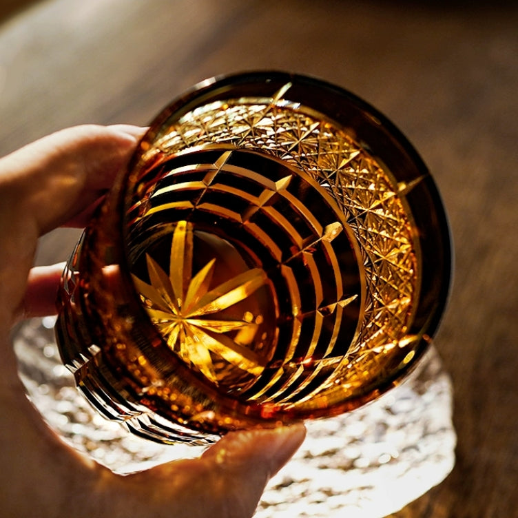 Whiskey Glass Edo Kiriko Handcrafted Diamond Pattern with Wooden Gift Box