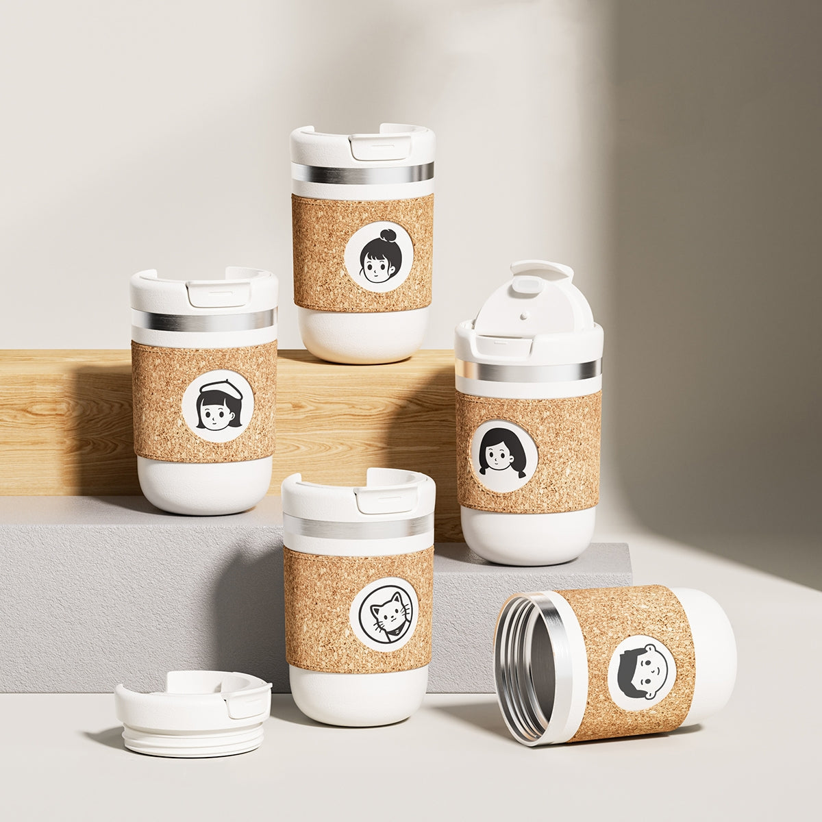Travel Coffee Cup Stainless Steel | Leather Sleeve Tumbler