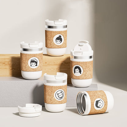 Travel Coffee Cup Stainless Steel | Leather Sleeve Tumbler