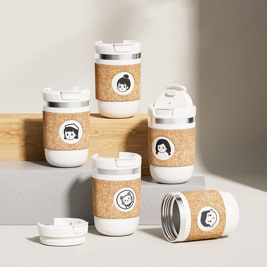 Travel Coffee Cup Stainless Steel | Leather Sleeve Tumbler