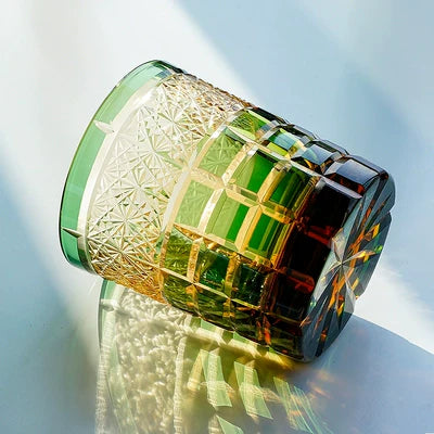 Whiskey Glass Edo Kiriko Handcrafted Diamond Pattern with Wooden Gift Box