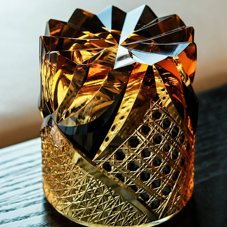 Whiskey Glass Edo Kiriko Handcrafted Dark Knight with Wooden Gift Box
