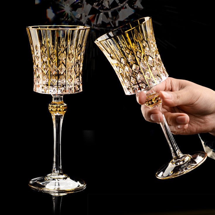 Crystal Wine Glasses Set Golden Vine with Decanter & Leather Case – Made in France | Cristal d'Arques
