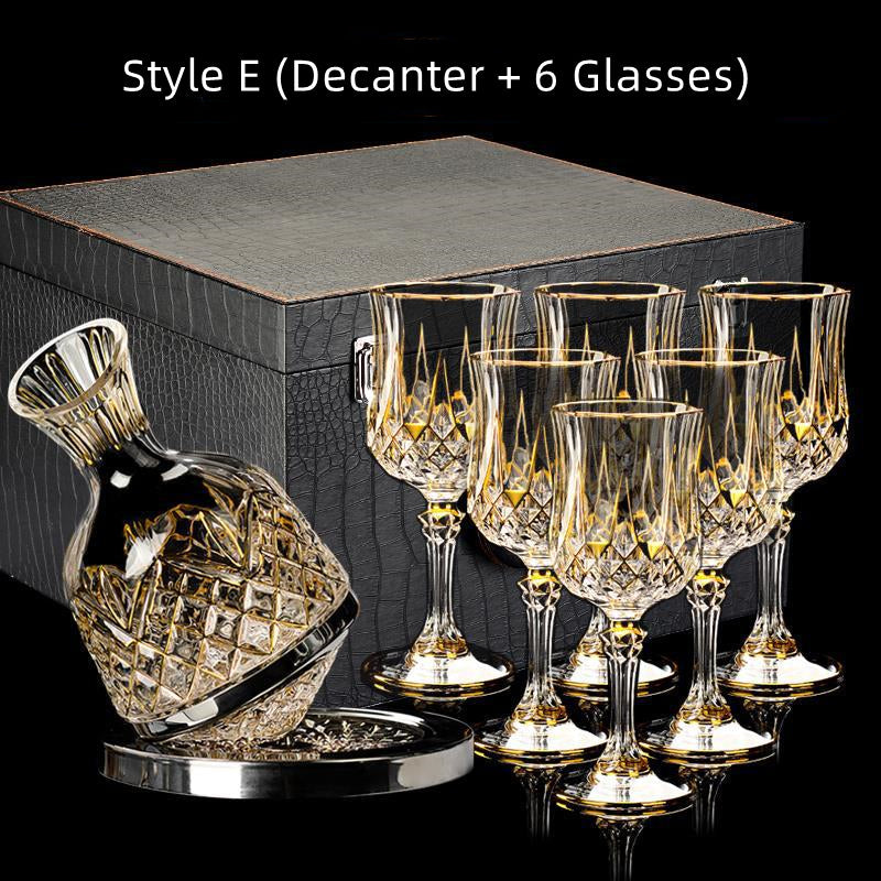 Crystal Wine Glasses Set Golden Vine with Decanter & Leather Case – Made in France | Cristal d'Arques