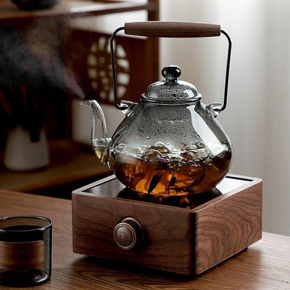 Glass Teapot Set | Wood Handle Japanese Tea Set with Cups