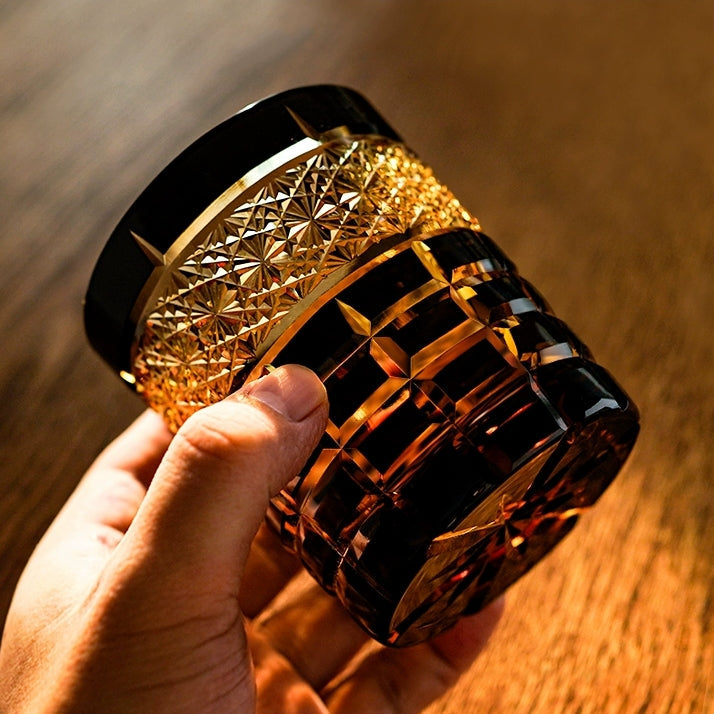 Whiskey Glass Edo Kiriko Handcrafted Diamond Pattern with Wooden Gift Box