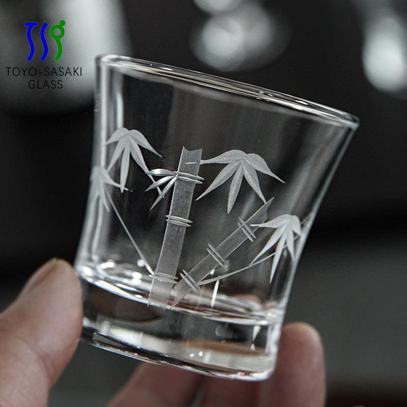 Masu Sake Cup | Japanese Artisan Glass Sake Cup with Wooden Masu