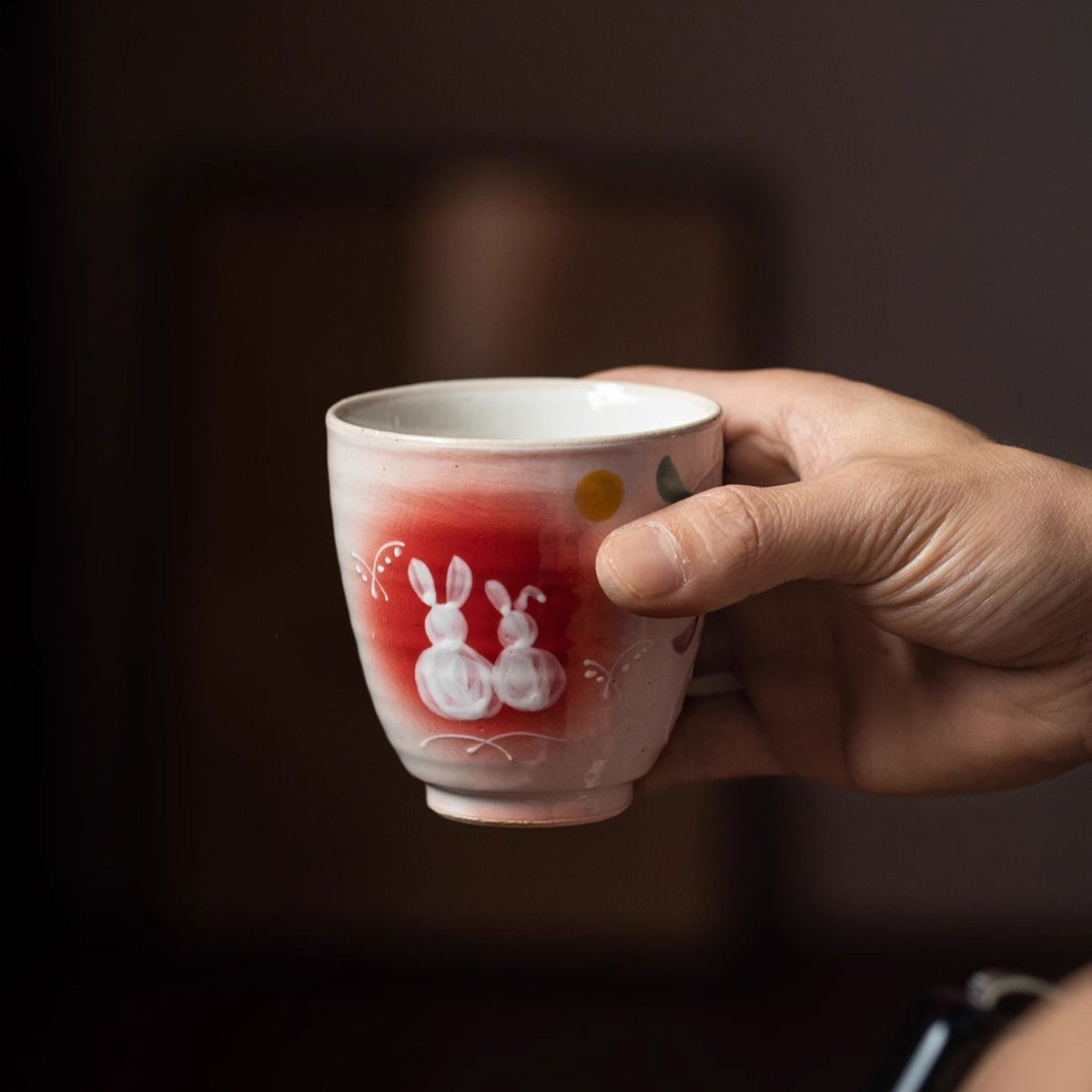 Japanese Ceramic Tea Cup Set – Mino Ware Rabbit Couple Mugs