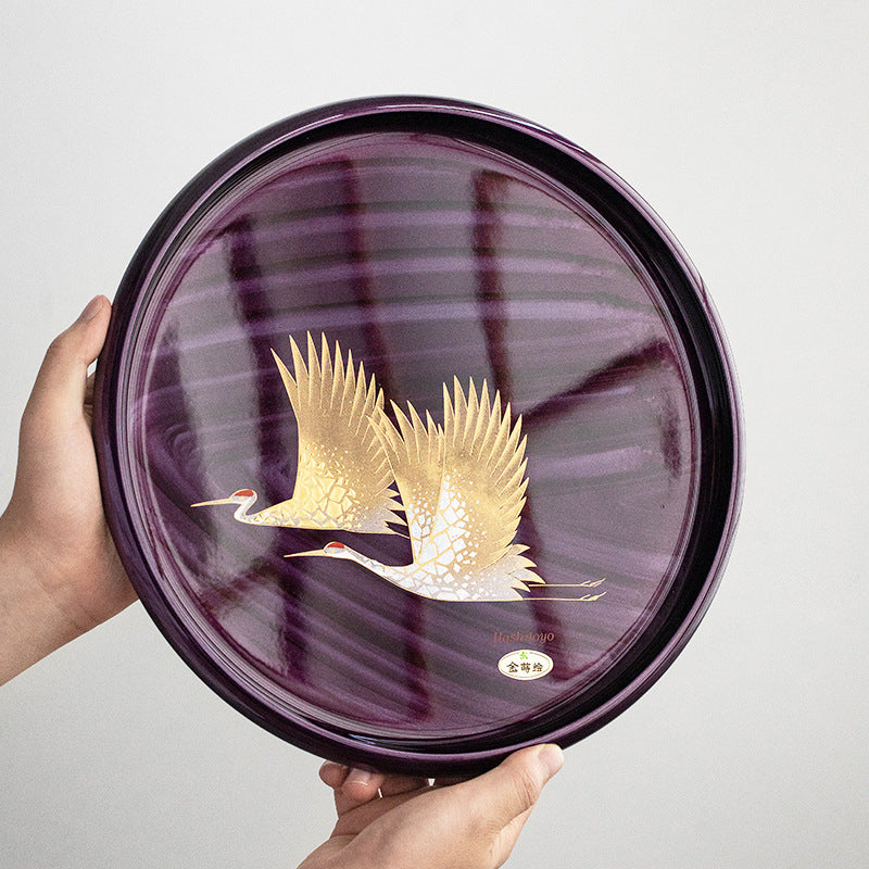 Gold Foil Lacquer Tray – Yamanaka Shikki Shiun Crane Tray