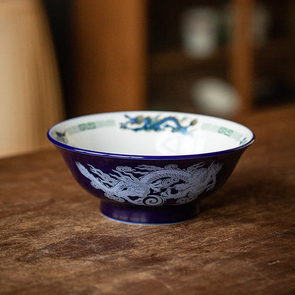 Ramen Bowl Dragon Design | Japanese Ceramic Porcelain Bowl