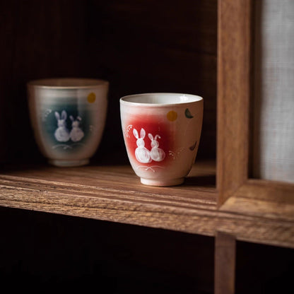 Japanese Ceramic Tea Cup Set – Mino Ware Rabbit Couple Mugs