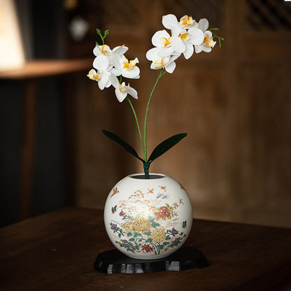 Japanese Ceramic Vase – Kutaniyaki Hana Swallow or Floral Dance