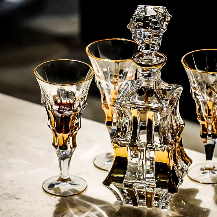 Crystal Wine Decanter Set – Bohemia Royal Gold Bohemian Glass
