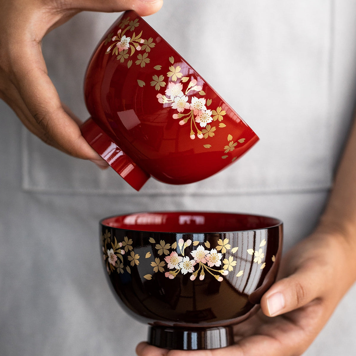 Japanese Lacquer Bowl Set Sakura | Yamanaka Shikki