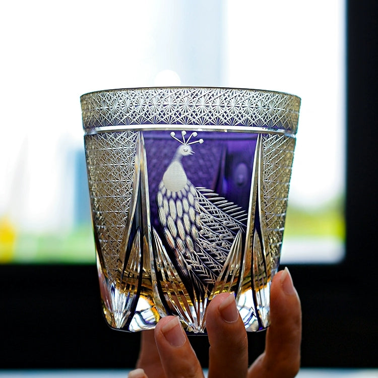 Whiskey Glass Violet Peacock – Edo Kiriko Handcrafted Crystal
