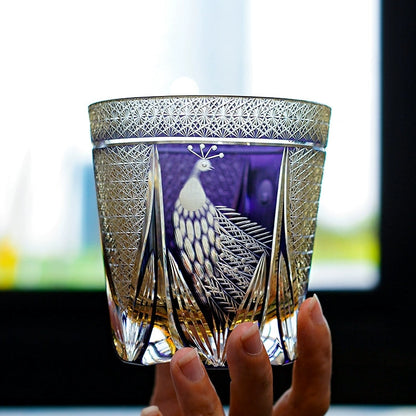 Whiskey Glass Violet Peacock – Edo Kiriko Handcrafted Crystal
