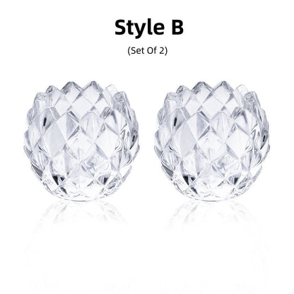 Crystal Candleholder Set of 2 German Glass Dinner Candlestand