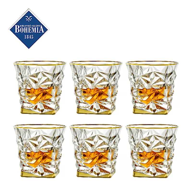 Bohemia Crystal Whisky Decanter Set | Gold-Accented Czech Glassware