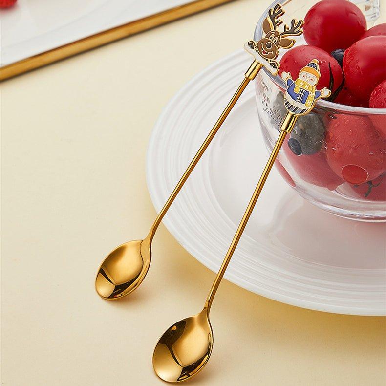 Coffee Stirrer Set Gold Stainless Steel Themed Holiday Barware