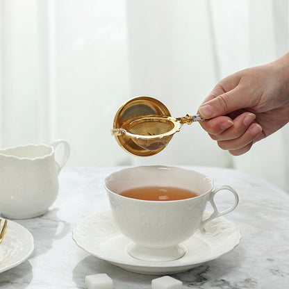 Japanese Tea Strainer Set | Porcelain Gold Floral Collection