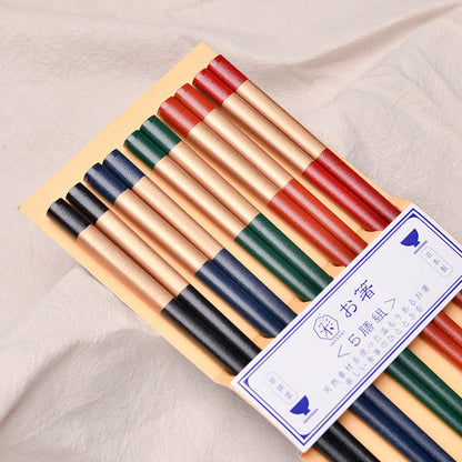 Wooden Chopsticks Set of 5 | Rainbow Handcrafted Japanese Style