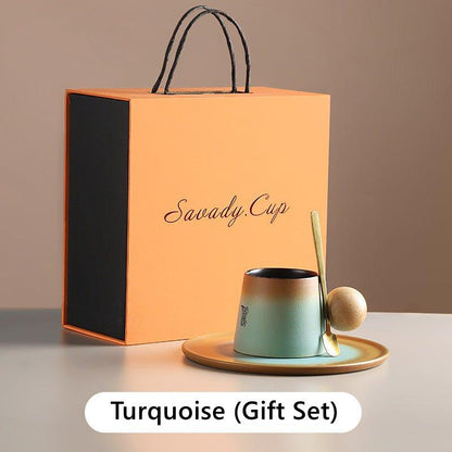 Ceramic Coffee Cup Set Thai Style | Cup Saucer & Teaspoon