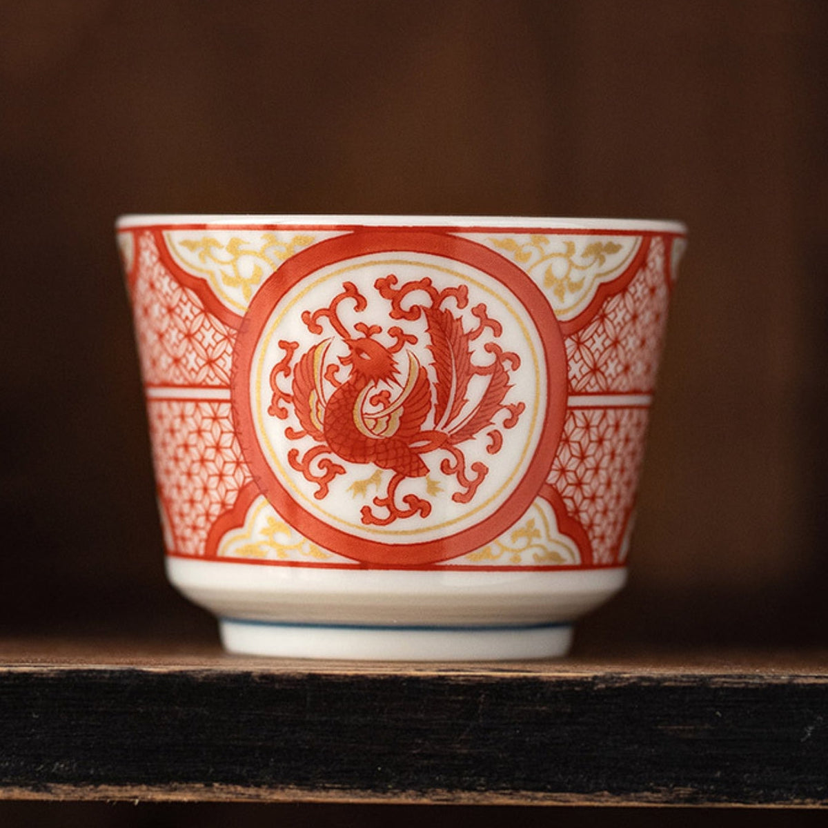Japanese Tea Cup Set of 5 – Kutaniyaki Vintage Hand-Painted