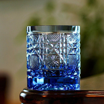 Whiskey Glass Octagonal Chrysanthemum | Edo Kiriko Cut Crystal Barware