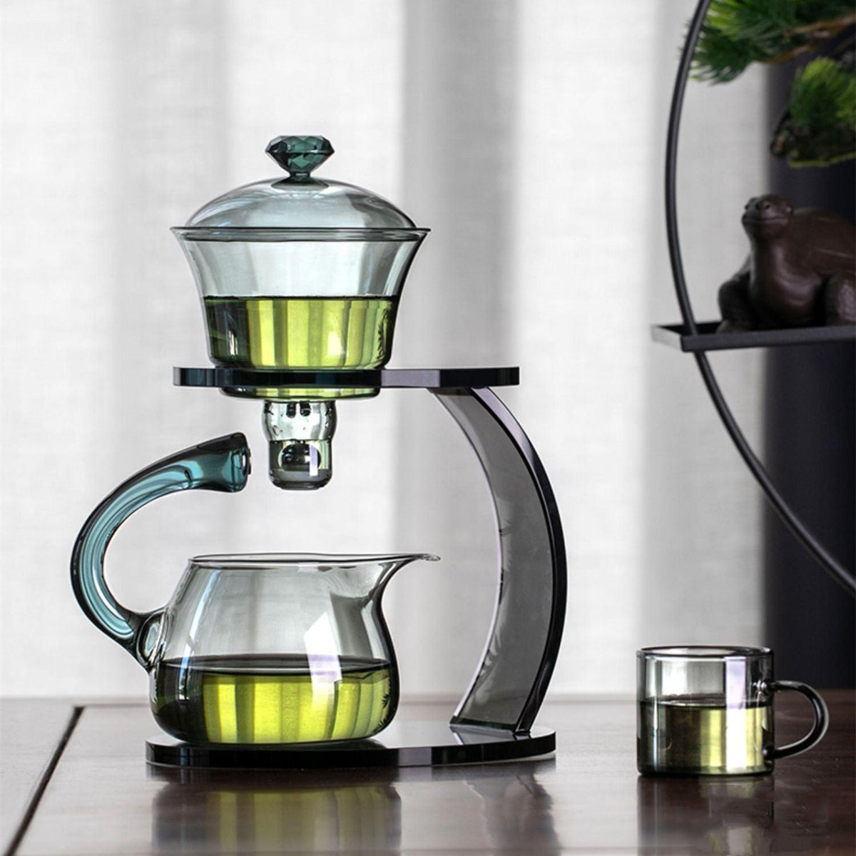 Tea Set Glass Magnetic Auto Dispenser Loose Leaf Brewing Set
