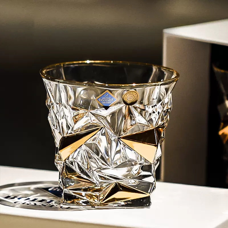 Bohemia Crystal Whisky Decanter Set | Gold-Accented Czech Glassware