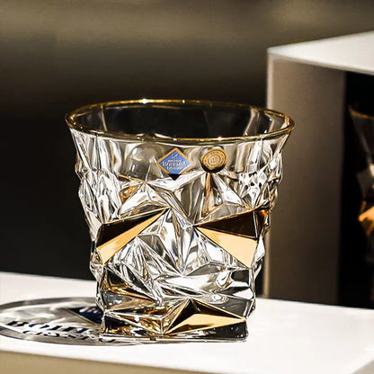 Bohemia Crystal Whisky Decanter Set | Gold-Accented Czech Glassware