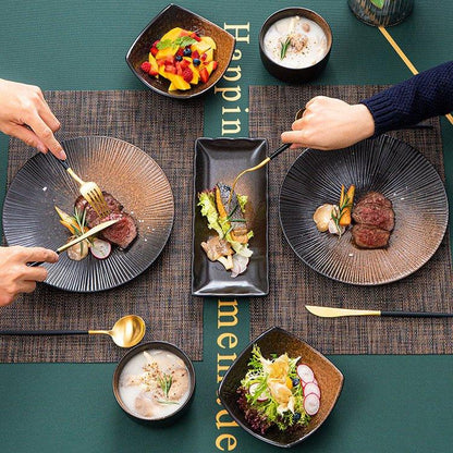 Ceramic Dinner Set | Scenic Nature Plates Bowls & Flatware